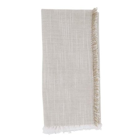 SARO Saro 1919.N20S 20 in. Two-Tone Fringe Square Napkins; Natural - Set of 4 1919.N20S